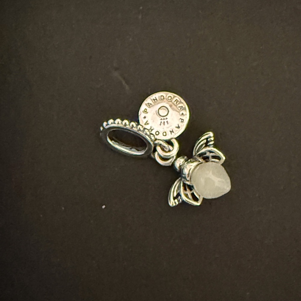 Pandora Silver And White Bee Necklace Charm